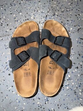 Birkenstock Suede Double Strap Sandals  Navy Blue